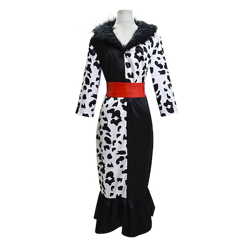 101 gefleckte Welpen Cruella De Vil Kleid Cosplay Kostüm Maskerade Urlaub for Damen Erwachsene Karneval Maskerade Image