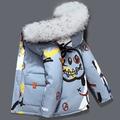 Herren Wintermantel Winterjacke puffer jacket Pelzkragen Tasche Bedruckt Sport Natur Wochenende Wandern Standard Modisch Sport Casual Warm Komfortabel Herbst Winter Hip-Hop-Graffiti Schwarz Wei