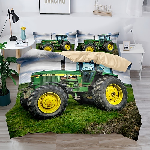 3D-Bettwäsche mit Bauernhof-Traktor-Druck, Bettbezug, Bettwäsche-Sets, Bettbezug mit 1 bedrucktem Bettbezug oder Bettdecke, 2 Kissenbezügen für Doppelbett/Queen/King Image