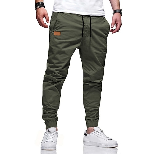 Herren Cargo-Hosen Cargohose Jogginghose Jogger Jogginghose Hose Kordelzug Elastischer Bund Einfach Sport im Freien Laufen Streetwear Training Armeegrün Schwarz Image