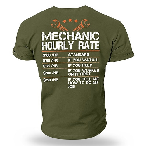 Lustiges Mechaniker-Stundenlohn T-Shirt für Männer mit humorvollen Arbeitsregeln für Kfz-Techniker Image