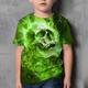 Halloween Jungen 3D Totenkopf Motiv T-Shirt Kurzarm 3D-Druck Sommer Aktiv Polyester kinderkleidung 4-12 Jahre Regular Fit