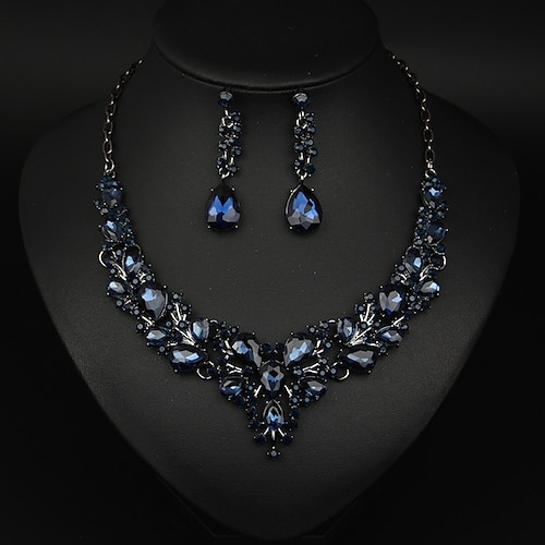 Schmuckset 3 Stück Glas Aleación 1 Halskette Ohrringe Damen Elegant Vintage Modisch Geometrisch Geometrische Form Schmuck-Set Für Hochzeit Party kleid hochzeitsgast Image