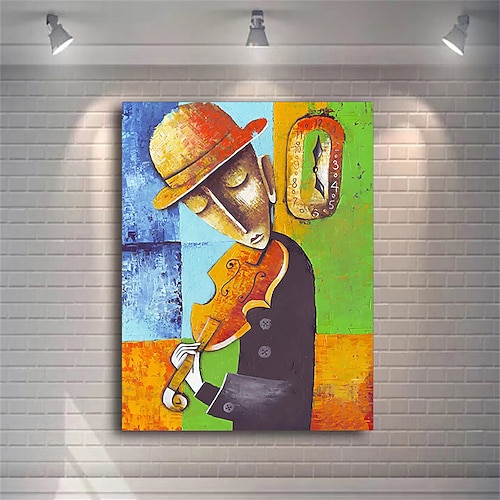 Abstraktes Picasso-Mann, der Musikinstrument spielt, Poster, Anmut, Frau, Ölgemälde auf Leinwand, nordische Jazz-Violine, Drucke, Heimdekoration Image