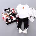 Kinder-Jungen-Sweatshirtamp; Hosen Jackeamp; Hose 1-4 Jahre 3 Teilig Langarm Schwarz Aufdruck Aufdruck Straße Schule Urlaub Freizeit Cool Streetstyle Regular / Herbst / Winter