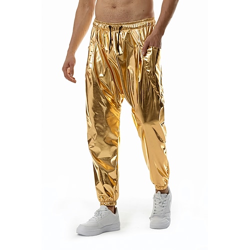 Herren Jogginghose Jogger Hose Hosen Freizeithose Paillettenhose Elastische Taille Elastischer Ärmelbund Einfarbig Windundurchlässig Atmungsaktiv In voller Länge Casual Ausgehkleidung Athleisure Image