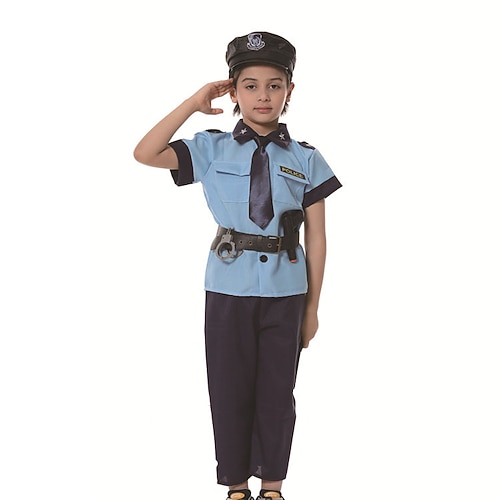 Karneval 2026 Polizei Karneval Cosplay Kostüm Outfits Cosplay Kinder Jungen Mädchen Halloween Karneval Maskerade Einfaches Karnevalskostüm Verkleiden Image