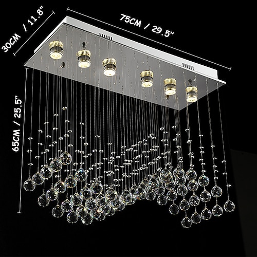 kristall kronleuchter deckenleuchte luxus welle design 70cm hot k9 rechteck hängelampe für wohnzimmer esszimmer kristall kronleuchter bar insel schrank lampe decke pendelleuchten Image
