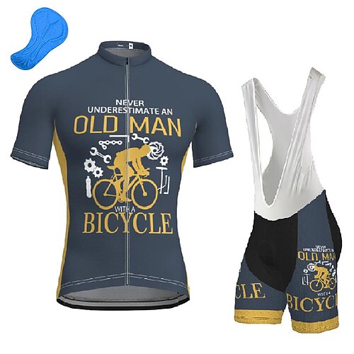 21Grams Herren Radtrikot mit Radhose kurz Trägern fahrradbekleidung set Kurzarm MTB Mountain Rennrad Grün Dunkelmarine Rot Ausrüstung Fahhrad Sportkleidung 3D-Pad Atmungsaktiv Rasche Trocknung / Image
