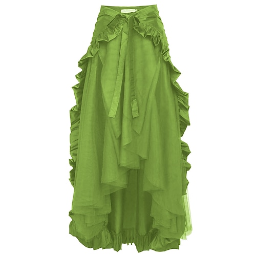 Retro Vintage Mittelalterlich Renaissance Rock Pirat Elfen Gerüscht Asymmetrischer Saum Einfach Kostüm Damen Keltisch Seeräuber Fantasie Maskerade Veranstaltung / Fest Erwachsene Röcke Image