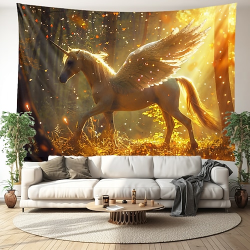 Fantasie-Einhorn-Hängeteppich, Wandkunst, großer Wandteppich, Wanddekoration, Fotografie, Hintergrund, Decke, Vorhang, Zuhause, Schlafzimmer, Wohnzimmer, Dekoration Image