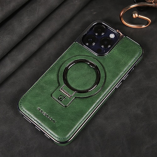Handy Hülle Handyhüllen Für iPhone 16 15 14 Pro Max Plus 13 12 Pro Max Rückseite Magnetische Adsorption Mit Ständer Magnetisch Vollschutz Retro TPU PU-Leder Image