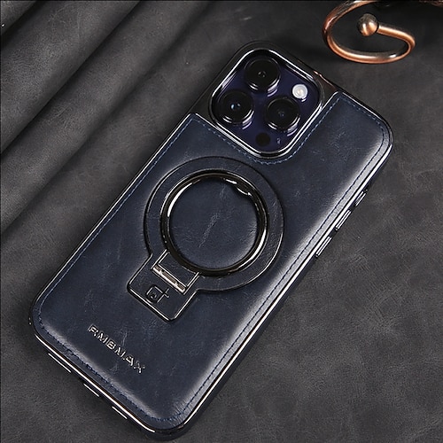 Handy Hülle Handyhüllen Für iPhone 16 15 14 Pro Max Plus 13 12 Pro Max Rückseite Magnetische Adsorption Mit Ständer Magnetisch Vollschutz Retro TPU PU-Leder Image