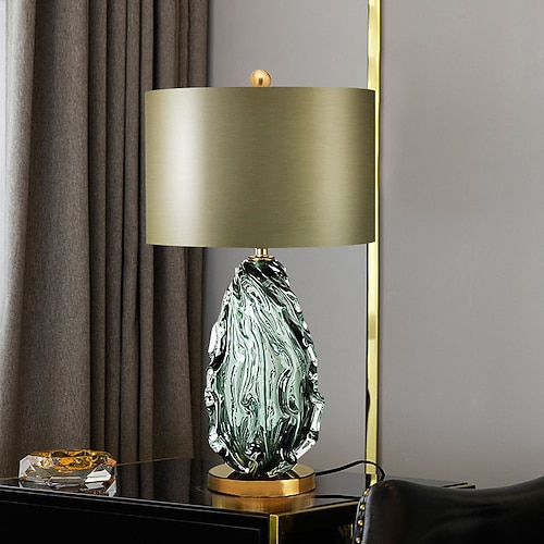 Tischlampen mit Metallsockel, Nachttischlampe, Stoffschirm, Nachttischlampen, geeignet für Wohnzimmer, Schlafzimmer und Büro Image