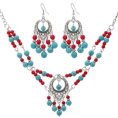 Halskette Ohrring Halskette Ohrringe Retro Vintage Böhmische Boho Aleación Für Cosplay Damen Modeschmuck Modeschmuck Image