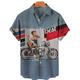 Herren Hemd Hawaiihemd Sommerhemd Vintage Hawaiihemden Buchstabe Grafik-Drucke Porträt Pin-up-Girl Umlegekragen Schwarz Blau Khaki Grau Strasse Casual Kurze Ärmel Button-Down Bedruckt Bekleidung