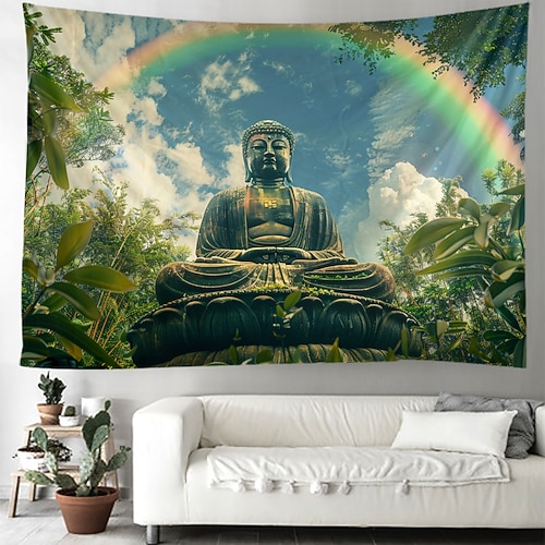 Boho Buddha hängender Wandteppich, Wandkunst, großer Wandteppich, Wanddekoration, Fotografie, Hintergrund, Decke, Vorhang, Zuhause, Schlafzimmer, Wohnzimmer, Dekoration Image