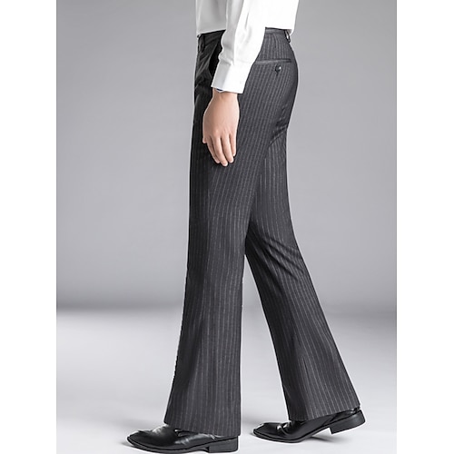 Herren Anzughosen Ausgestellte Hosen Hose Hosen Anzughose Tasche Streifen Komfort Atmungsaktiv Outdoor Täglich Ausgehen Modisch Brautkleider schlicht Schwarz Dunkelblau Image