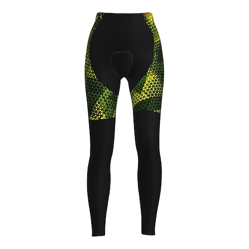 Damen Grafik Gemustert Fahrradhose Fahhrad Hosen Strumpfhosen Mountainbike MTB Straßenradsport Sport Thermowarm 3D-Polster Warm Schnelltrocknend Gelb Rot Bekleidung Fahrradbekleidung
