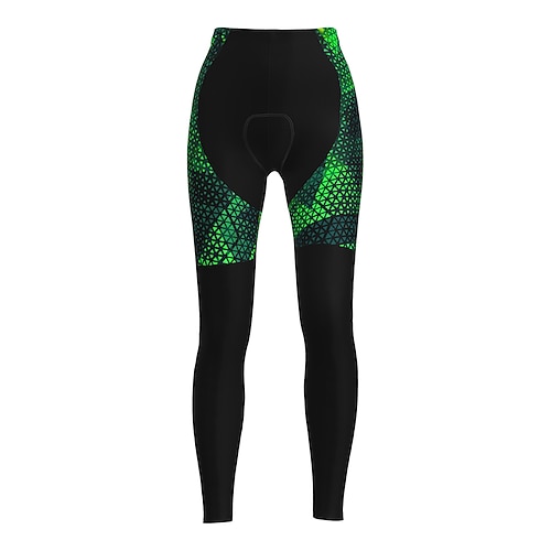 Damen Grafik Gemustert Fahrradhose Fahhrad Hosen Strumpfhosen Mountainbike MTB Straßenradsport Sport Thermowarm 3D-Polster Warm Schnelltrocknend Gelb Rot Bekleidung Fahrradbekleidung Image