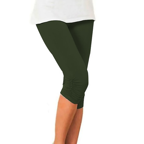 Damen Yogahose Sonnenschutz Po-Lifting Bauchkontrolle Hohe Taille Fitnesstraining Laufen Fitness Capri Leggings Unterteile Einfarbig Violett Schwarz Weiß Sport Sportkleidung Hohe Elastizität Schmaler Image