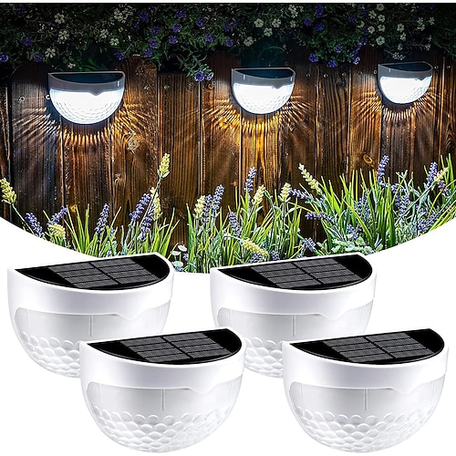 LED Außenwandleuchte Solarlampen 2/4 stücke solar zaun licht im freien wasserdichte wandleuchten solar schritt lichter für terrasse zaun hof garten garage deck treppentor Image