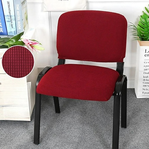 Elastische Stuhlhusse schwarz Elastischer Sitzbezug mit Stuhlhussen Rückenlehnenbezug für Gästeempfangssessel oder Computerbüro drehbar Image