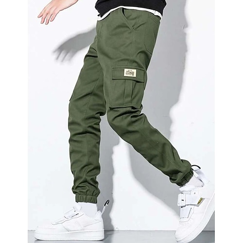 Herren Cargohose Cargohosen Cargohose Pattentasche Glatt Komfort Atmungsaktiv Outdoor Täglich Ausgehen Modisch Brautkleider schlicht Schwarz Armeegrün Image