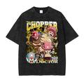 One Piece Roronoa Zoro T-Shirt-Ärmel Übergroßes Acid Washed T-Shirt Bedruckt Retro-Jahrgang Punk Gothic T-shirt Für Paar Herren Damen Erwachsene Heißprägen Casual