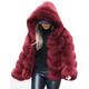 Damen Mantel aus Kunstpelz Hoodie Jacke Party Outdoor Strasse Herbst Winter Standard Mantel Regular Fit Windundurchlässig warm halten Party Casual Jacken Langarm Feste Farbe überdimensional Saphir