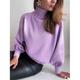 Damen Pullover Ständer Rollkragen Gerippt Stricken Baumwolle überdimensional Sommer Herbst Outdoor Täglich Ausgehen Stilvoll Brautkleider schlicht Weich Langarm Feste Farbe Schwarz Weiß Wein S M L