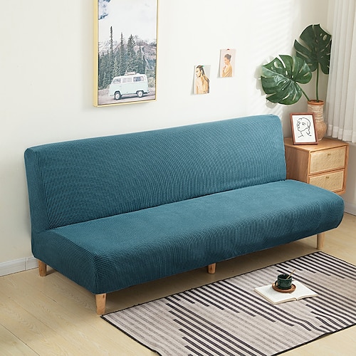 Stretch-Futon-Sofabezug, burgunderfarbener Schonbezug, elastische Couch, weiß, grau, schlicht, Sofa ohne Armlehne, Möbelschutz, massiv, weich, strapazierfähig, waschbar Image