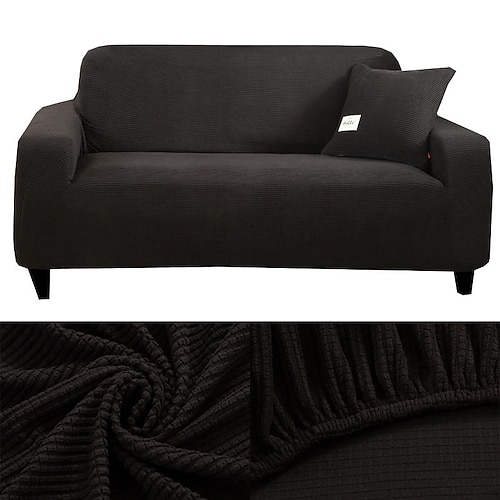 Stretch-Sofabezug, Schonbezug, weinrot, Jacquard, elastisch, Sofagarnitur, Sessel, Zweisitzer, 4- oder 3-Sitzer, L-Form, weich, strapazierfähig, waschbar (ein Boster-Bezug gratis) Image