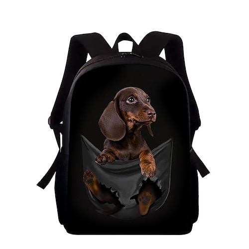 Schulrucksack für Kinder (Jungen und Mädchen) mit 3D-Schäferhundmotiv, leicht, geräumig, ideal für Grundschule, Reisen und Schulanfang. Image