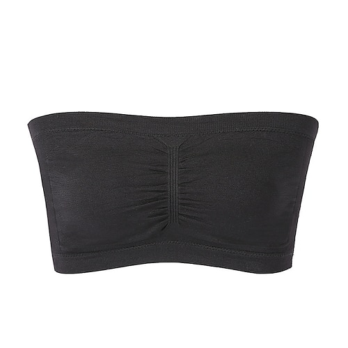 Bandeau-BH für Damen, trägerlos, nahtlos, weich, dehnbar, unsichtbar, einfarbig, bequem, unverzichtbare Unterwäsche, ganzjährig stützende Passform, weiß Image