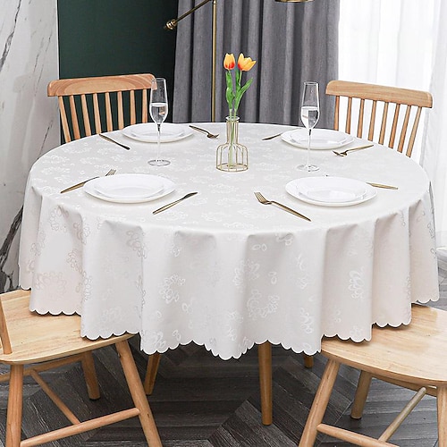 Tischdecke, runde Tischdecke, abwischbare Vinyl-Frühlingstischdecke, Bauernhaus-Picknick-Tischdecke für Hochzeit, Essen, Ostern Image