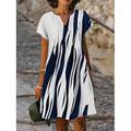Damen Minikleid Casual kleid Etuikleid Urlaub Brautkleider schlicht Outdoor Urlaub Täglich Lockere Passform Batik Bedruckt Kurzarm V Ausschnitt Weiß Orange Sommer Frühling