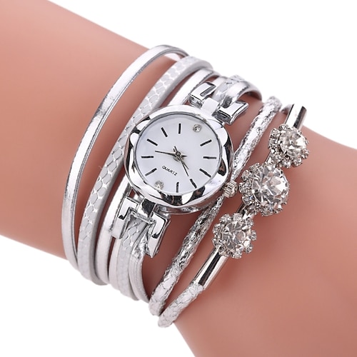 Armbanduhr Quarz Uhr Geschenk für Frauen Analog Quarz Mode Silber Kristall Uhr Quarz Uhr Luxus Casual Bling Strass Damenarmband Legierung Image