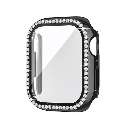2er Pack Uhrengehäuse mit Displayschutzfolie Kompatibel mit Apple Watch Series 8 7 41mm 45mm / Series 6 5 4 SE 40mm 44mm / Series 3 2 1 38mm 42mm Kratzfest Bling-Diamant HD klar Gehärtetes Glas Image