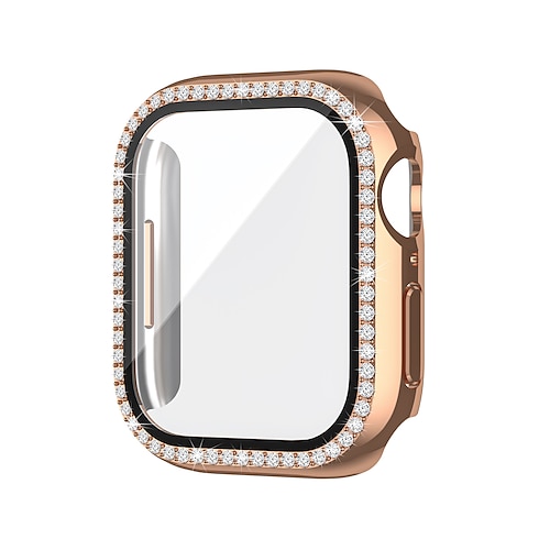 2er Pack Uhrengehäuse mit Displayschutzfolie Kompatibel mit Apple Watch Series 8 7 41mm 45mm / Series 6 5 4 SE 40mm 44mm / Series 3 2 1 38mm 42mm Kratzfest Bling-Diamant HD klar Gehärtetes Glas Image