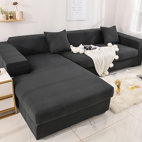 Stretch-Sofabezug, Schonbezug, burgunderfarben, elastisch, modernes Ecksofa für Wohnzimmer, Sofabezug, Ecksofa in L-Form, Sesselschutz, Sofabezug, 1/2/3/4-Sitzer Image
