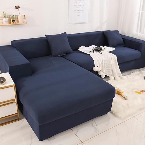 Stretch-Sofabezug, Schonbezug, burgunderfarben, elastisch, modernes Ecksofa für Wohnzimmer, Sofabezug, Ecksofa in L-Form, Sesselschutz, Sofabezug, 1/2/3/4-Sitzer Image