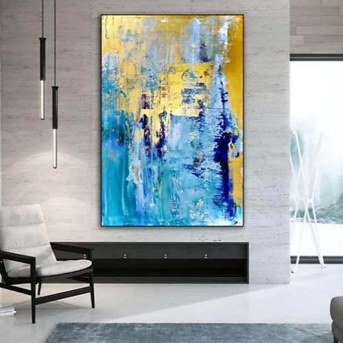 Hang-Ölgemälde Handgemalte Vertikal Abstrakt Landschaft Zeitgenössisch Modern Ohne Innenrahmen (ohne Rahmen) Image