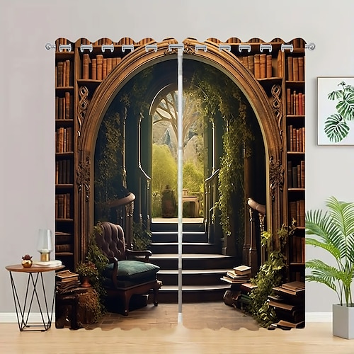 2 Paneele Fantasy-Raumvorhang, Verdunkelungsvorhang für Wohnzimmer, Schlafzimmer, Küche, Fensterbehandlungen, wärmeisolierte Raumverdunkelung Image
