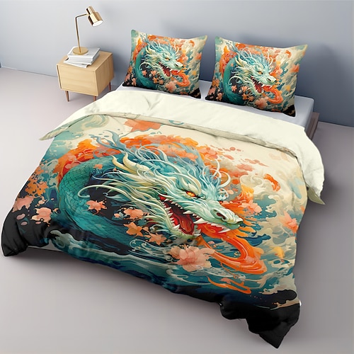 Bettbezug mit 3D-Wolf-Print, Bettwäsche-Sets, Bettbezug mit 1 Bettbezug oder Bettdecke, 1 Blatt, 2 Kissenbezügen für Doppelbett/Königin/König (1 Kissenbezug für Zwilling/Einzelbett). Image