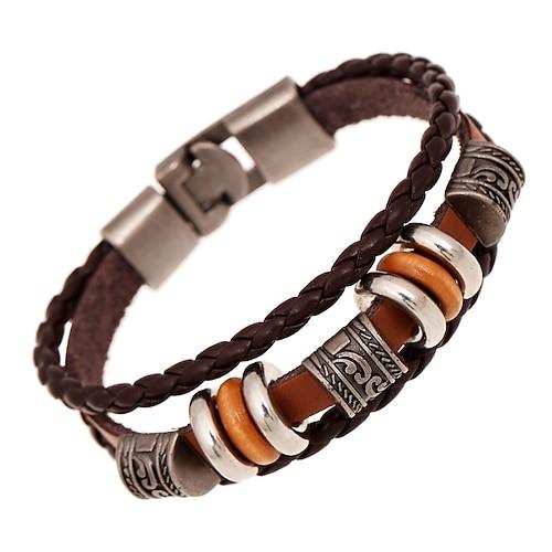 Schmuck, einfaches handbesticktes mehrschichtiges Lederarmband, beliebtes Herrenarmband aus Europa und den Vereinigten Staaten