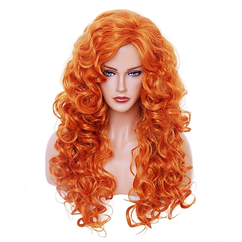 Lange gewellte Perücken, 71 cm, natürliches Beige, gemischtes blondes synthetisches lockiges Haar, Perücke für Frauen, Halloween, Cosplay, Party-Perücken Image