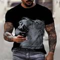 King T-Shirt Mens 3D Shirt For Birthday Black Summer Polyester Men'S Unisex Tee Tiger Graphic Prints Crew Neck White SilverGolden Yellow 3D Outdoor Street