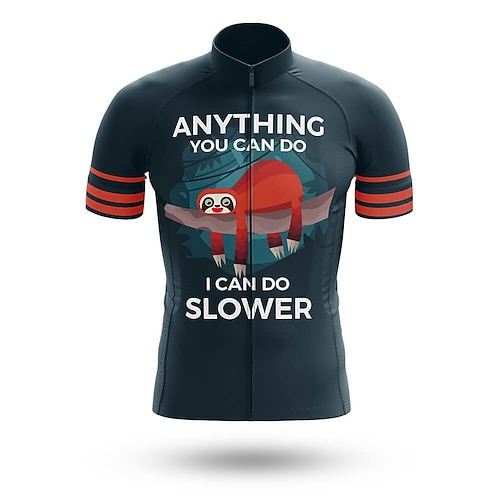 Herren Radtrikot Lustig Faultier Kurzarm Fahhrad Trikot Oberteil mit 3 Gesäßtaschen Mountainbike MTB Straßenradsport Schnelltrocknend Reflektierende Streifen Rückentasche Feuchtigkeitsableitend Sport Image