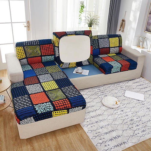 Stretch-Couchkissenbezug Kissenbezug für Stuhlkissen Möbelschoner Sitzkissen Sofabezug mit elastischem Boden waschbar Image